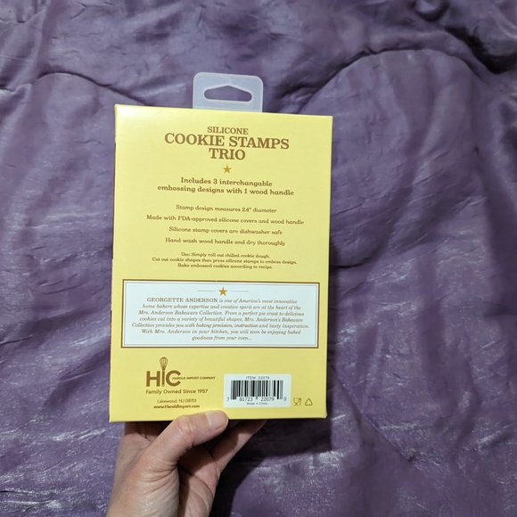 Mrs Anderson's Silicone Cookie Stamps Trio Smiley Home Made With Love! New - Picture 2 of 9